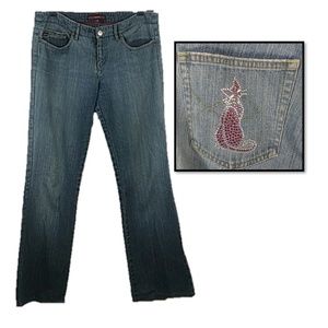 BCBGMAXAZRIA Jeans studded cat pocket rhinestones